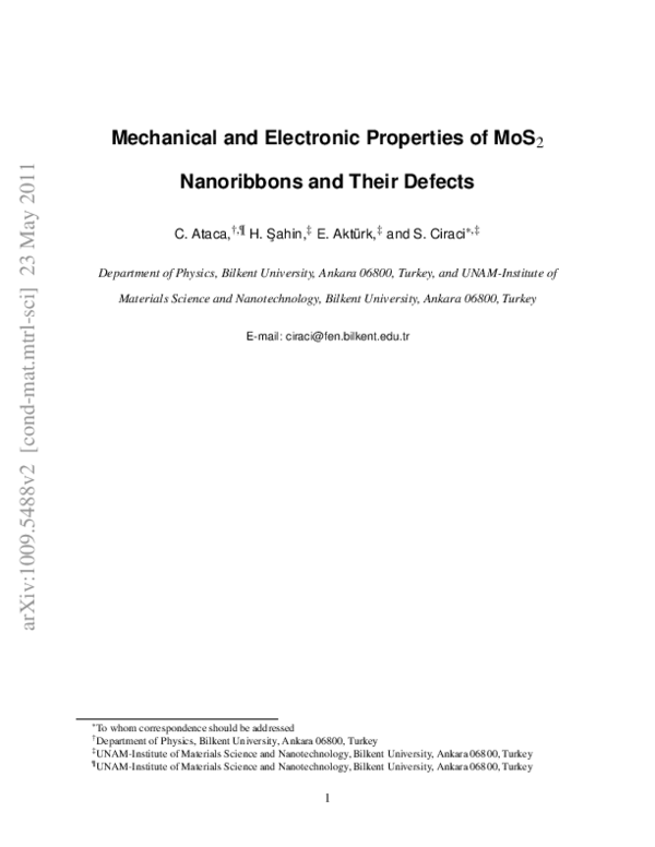(PDF) Mechanical and Electronic Properties of MoS2 Nanoribbons and ...