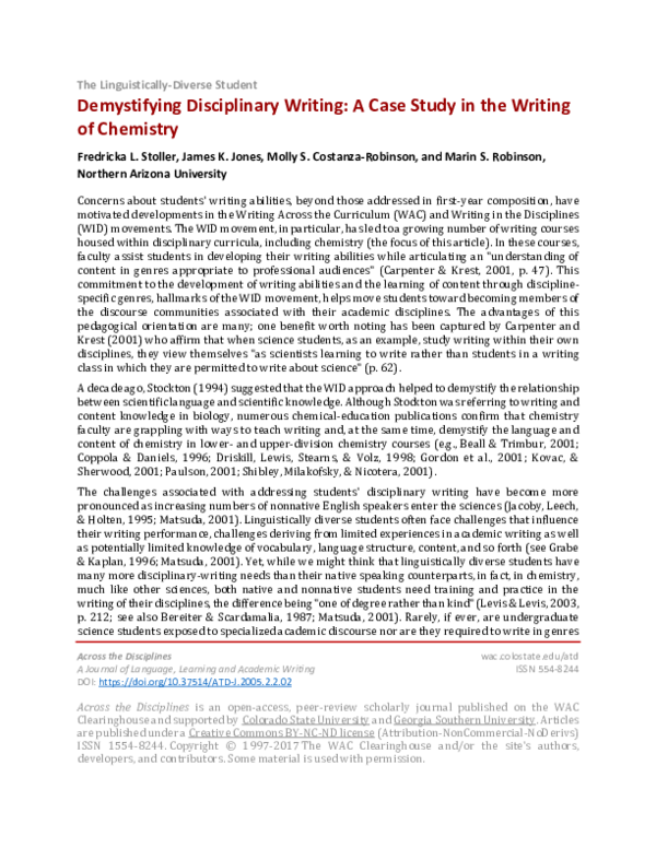 (PDF) Demystifying Disciplinary Writing: A Case Study in the Writing of ...