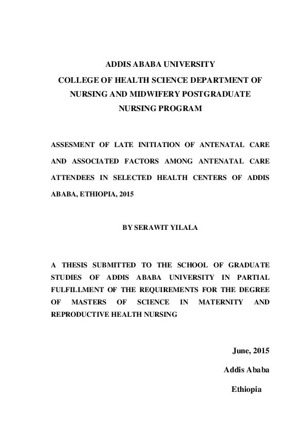 (PDF) Assesment of Late Initiation of Antenatal Care And Associated ...