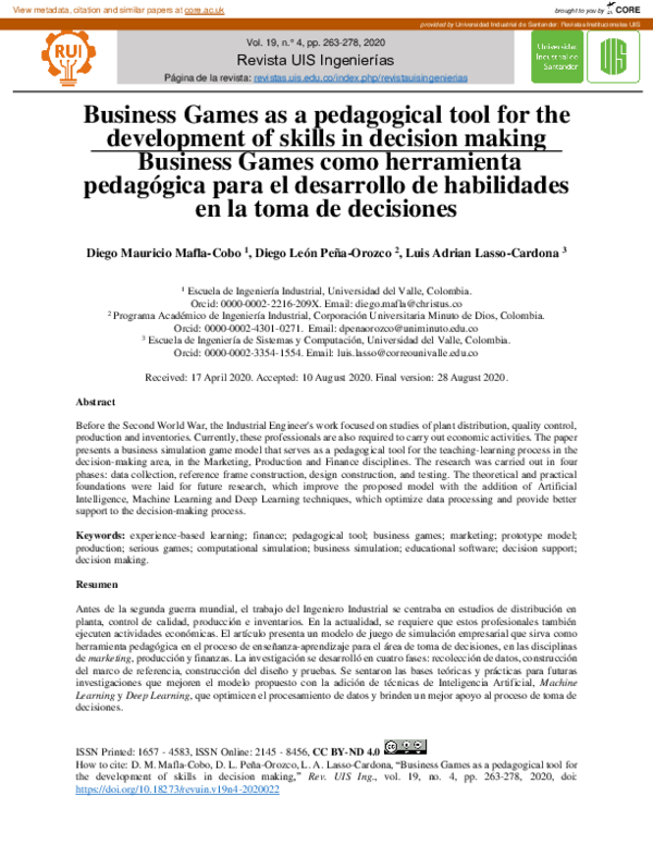 (PDF) Business Games as a pedagogical tool for the development of ...