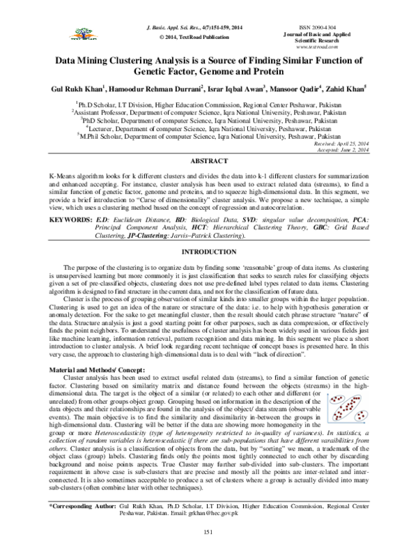 (PDF) Data Mining Clustering Analysis is a Source of Finding Similar ...