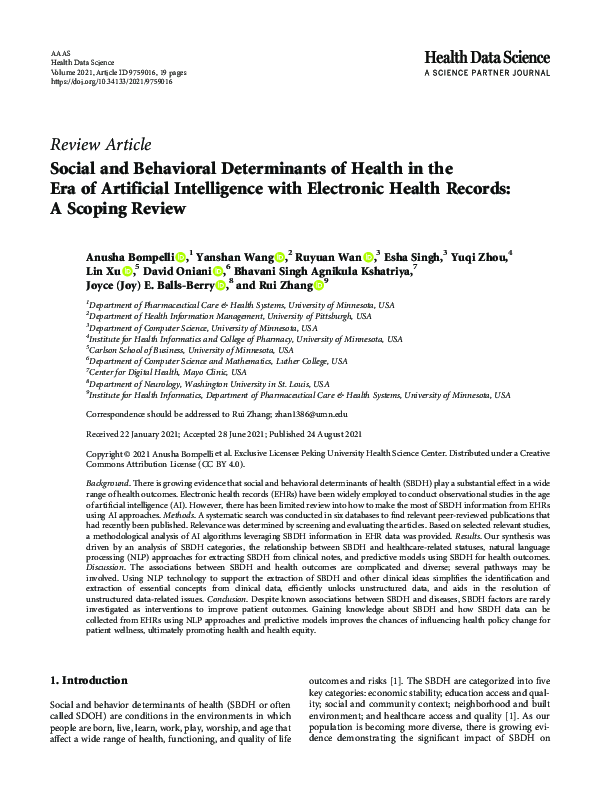 (PDF) Social and Behavioral Determinants of Health in the Era of ...