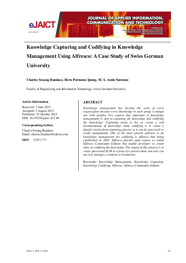 (PDF) Knowledge Capturing and Codifying in Knowledge Management Using ...
