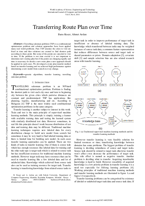 (PDF) Transferring Route Plan Over Time