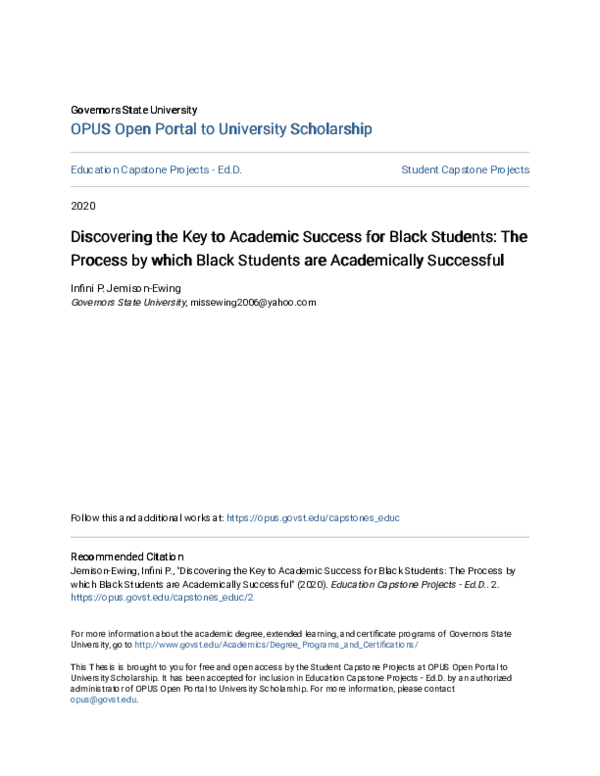 (PDF) Discovering the Key to Academic Success for Black Students the ...