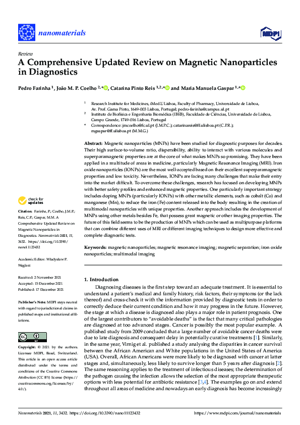 (PDF) A Comprehensive Updated Review on Magnetic Nanoparticles in ...