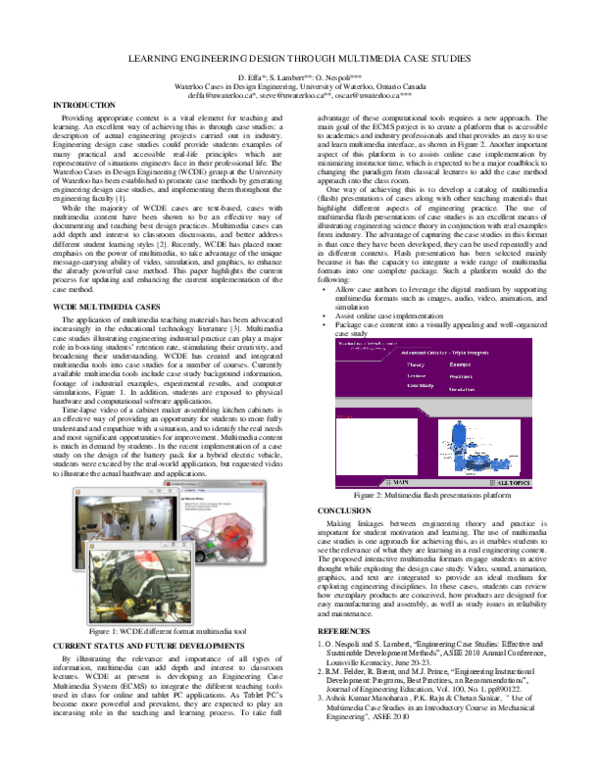 (PDF) Learning Engineering Design Through Multimedia Case Studies