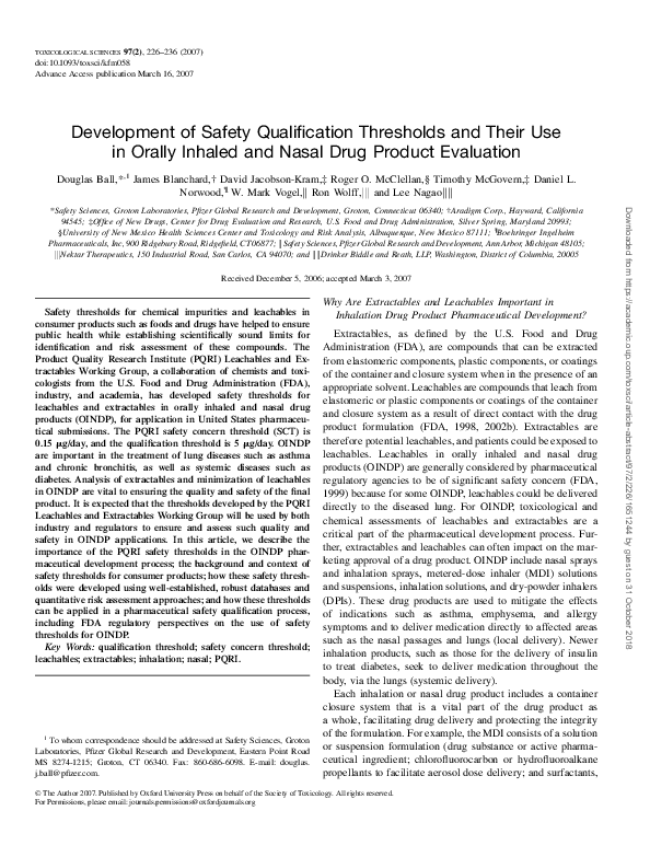 (PDF) Development of Safety Qualification Thresholds and Their Use in