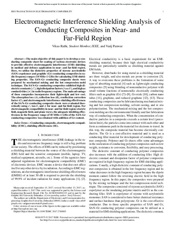 (PDF) Electromagnetic Interference Shielding Analysis of Conducting ...