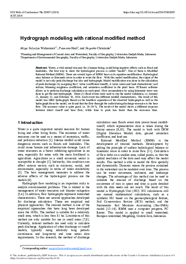 (PDF) Hydrograph modeling with rational modified method