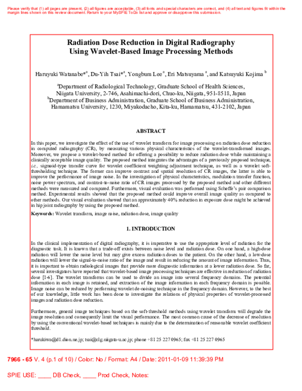 (PDF) Radiation dose reduction in digital radiography using wavelet ...