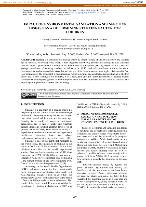 (PDF) Impact of Environmental Sanitation and Infection Disease as a ...