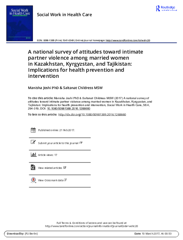 (PDF) A national survey of attitudes toward intimate partner violence ...