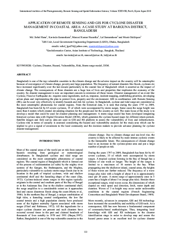 (PDF) Application of Remote Sensing and Gis for Cyclone Disaster ...