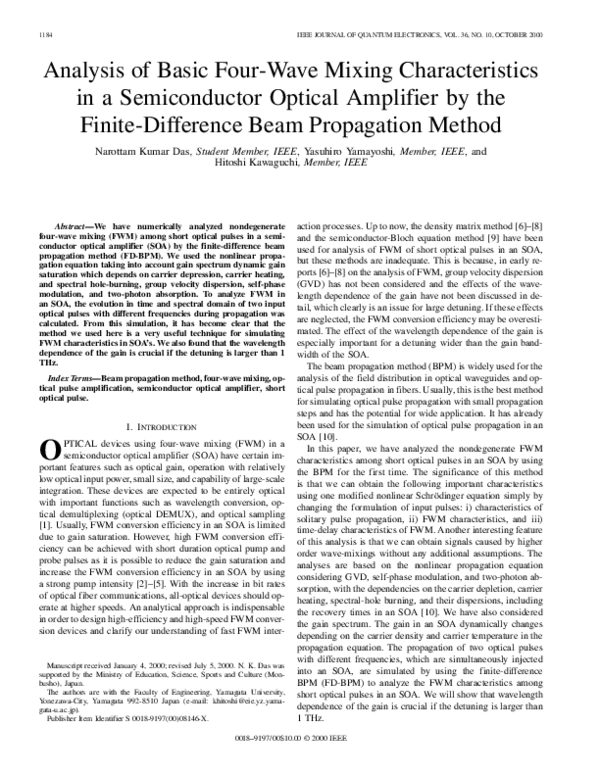 (PDF) Analysis of basic four-wave mixing characteristics in a ...