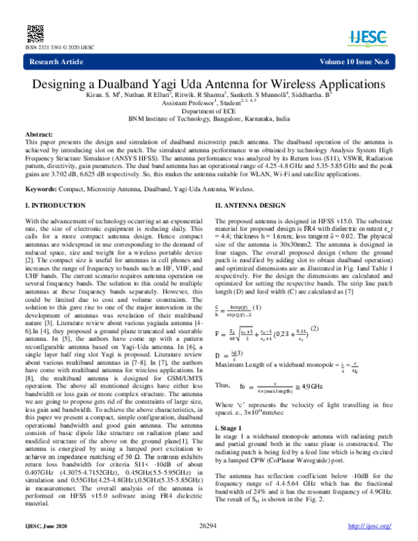 (PDF) Designing a Dualband Yagi Uda Antenna for Wireless Applications