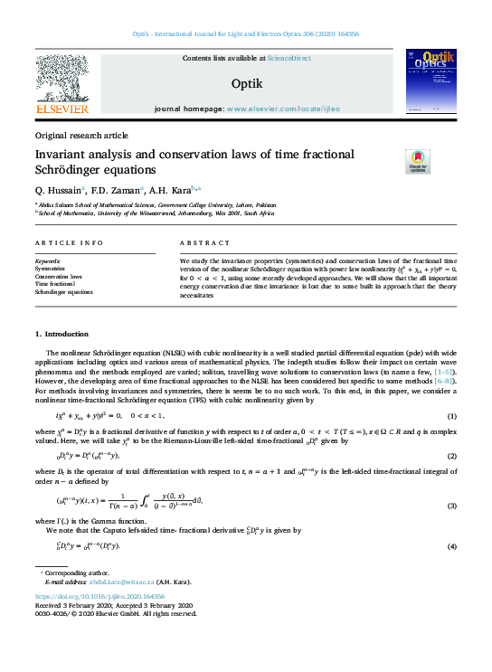 (PDF) Invariant analysis and conservation laws of time fractional ...