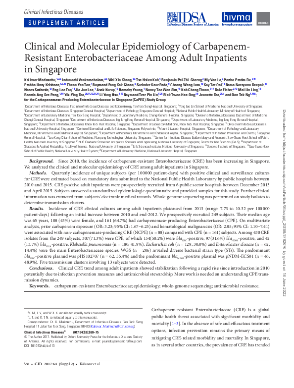 (PDF) Clinical and Molecular Epidemiology of Carbapenem-Resistant ...