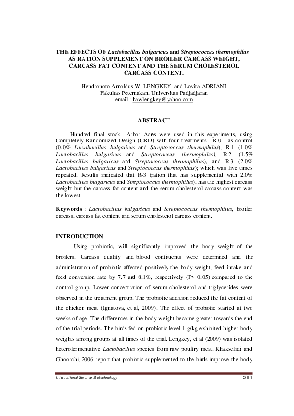 (PDF) The Effects Of Lactobacillus Bulgaricus And Streptococcus ...