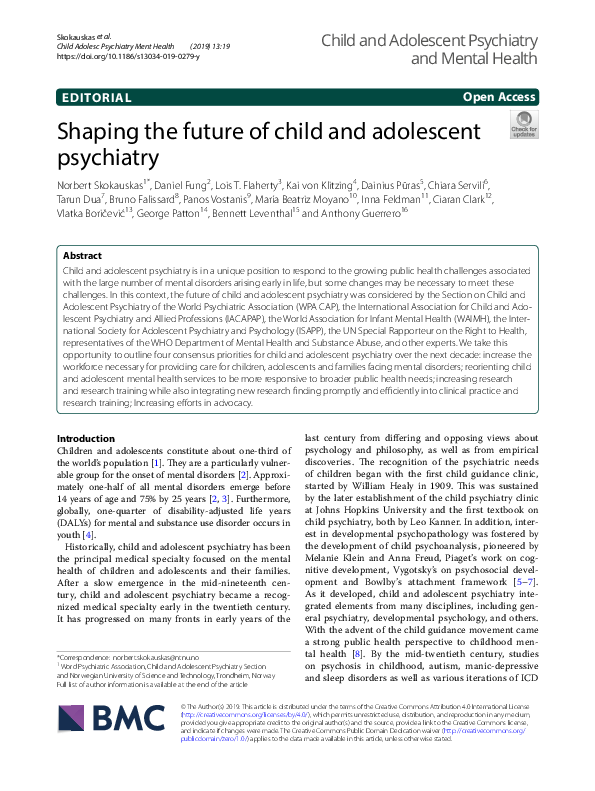 (PDF) Shaping the future of child and adolescent psychiatry