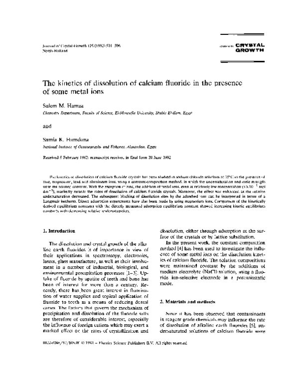 (PDF) The kinetics of dissolution of calcium fluoride in the presence ...