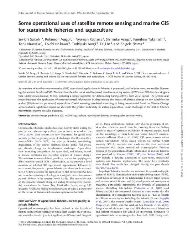 (PDF) Some operational uses of satellite remote sensing and marine GIS ...