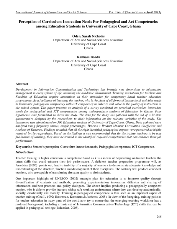 (PDF) Perception of Curriculum Innovation Needs For Pedagogical and Act ...