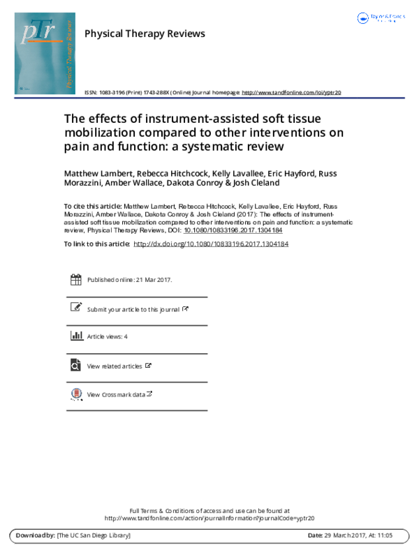 (PDF) The effects of instrumentassisted soft tissue mobilization