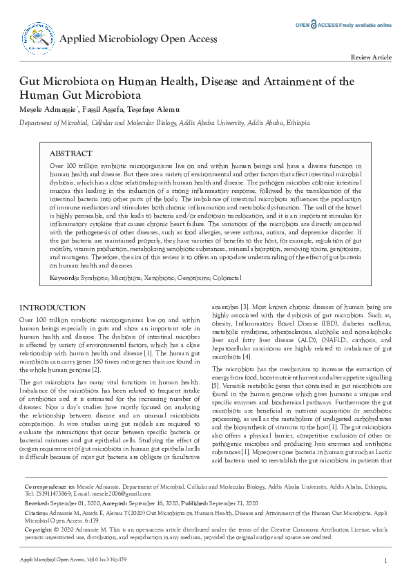 (PDF) Gut Microbiota on Human Health, Disease and Attainment of the ...