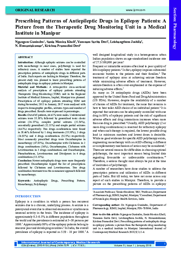 (PDF) Prescribing Patterns of Antiepileptic Drugs in Epilepsy Patients ...