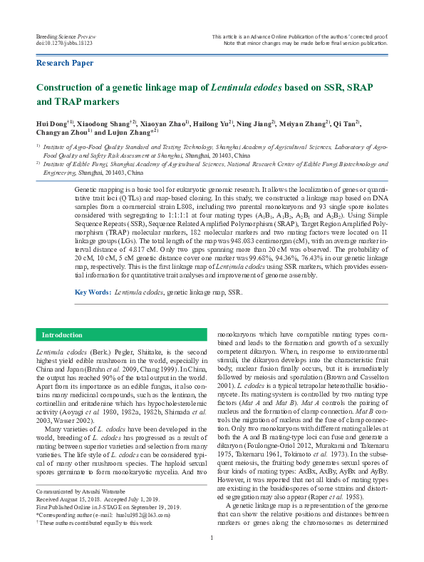 (PDF) Construction of a Genetic Linkage Map Using RAPD, ISSR, SRAP and ...