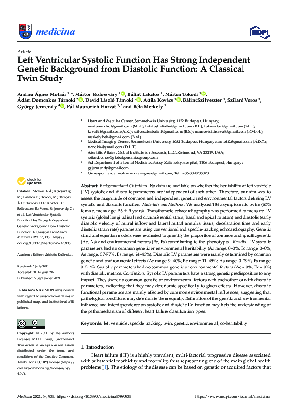 (PDF) Left Ventricular Systolic Function Has Strong Independent Genetic ...