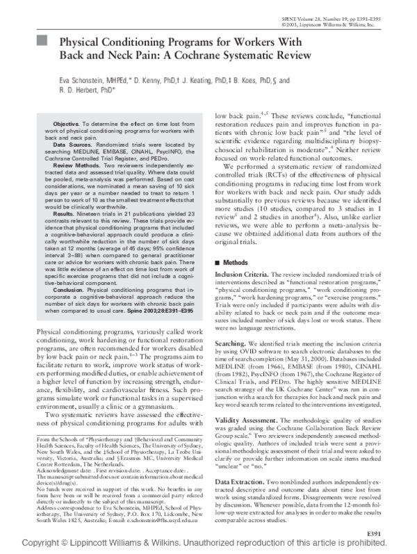 (PDF) Physical Conditioning Programs for Workers With Back and Neck ...