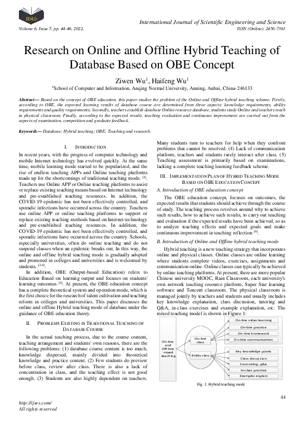 (PDF) Research on Online and Offline Hybrid Teaching of Database Based ...