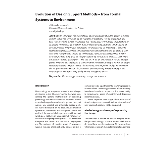 (PDF) Evolution of Design Support Methods – from Formal Systems to ...
