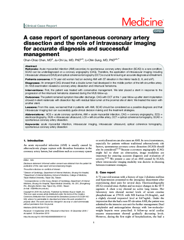 (PDF) A case report of spontaneous coronary artery dissection and the ...