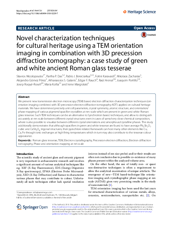 (PDF) Novel characterization techniques for cultural heritage using a ...