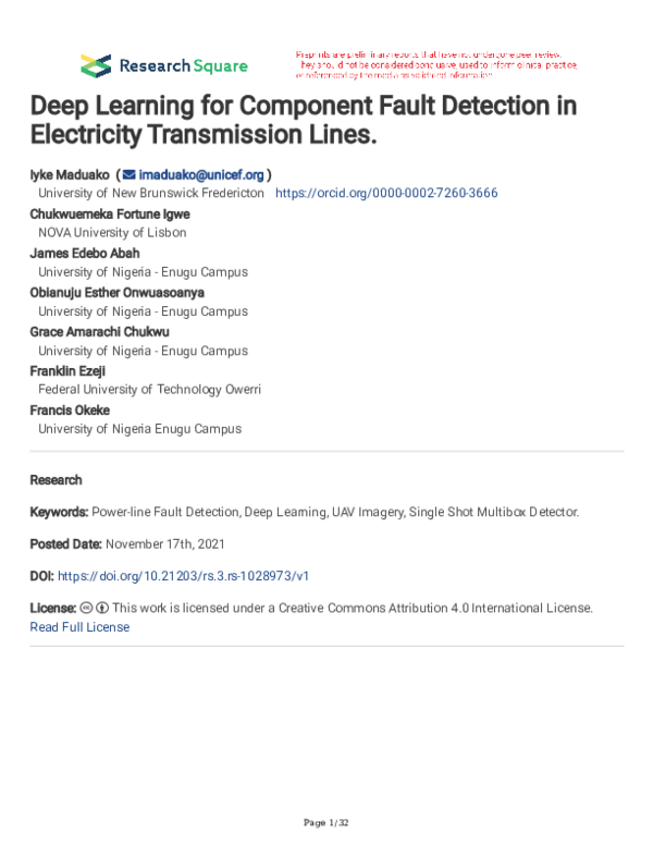 (PDF) Deep Learning for Component Fault Detection in Electricity ...