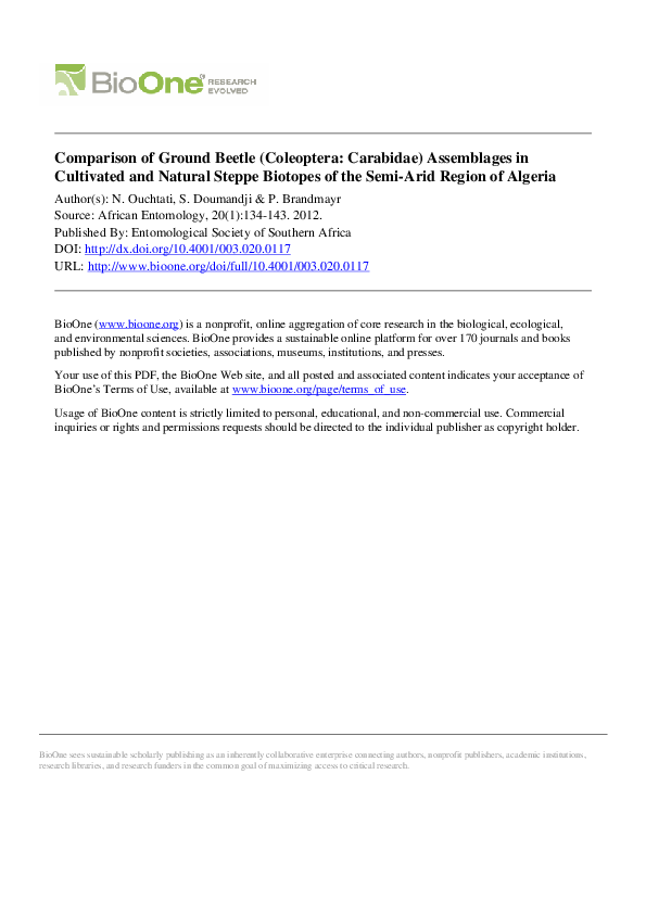 (PDF) Comparison of Ground Beetle (Coleoptera: Carabidae) Assemblages ...