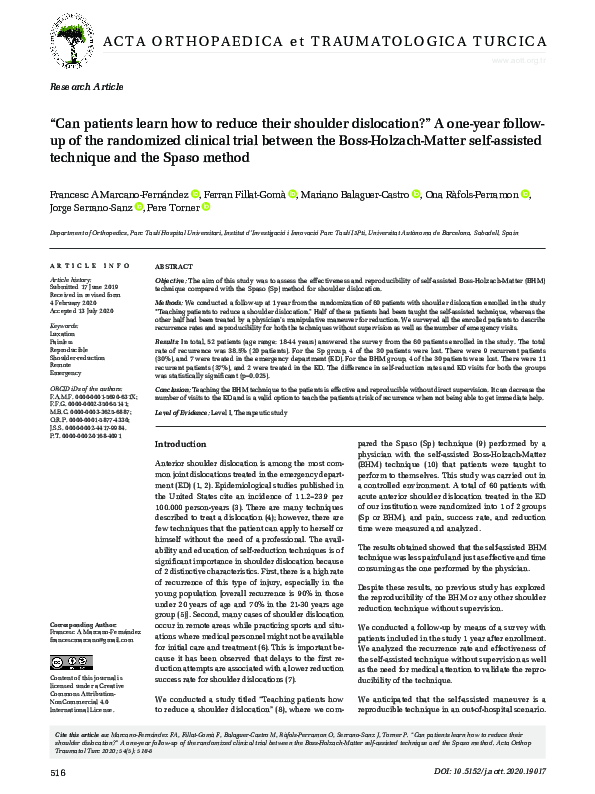 (PDF) “Can patients learn how to reduce their shoulder dislocation?” A ...