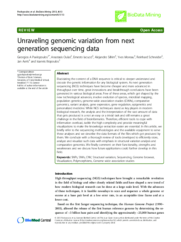 (PDF) Unraveling genomic variation from next generation sequencing data