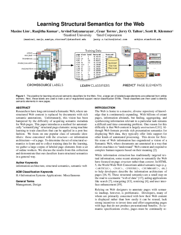(PDF) Learning Structural Semantics for the Web