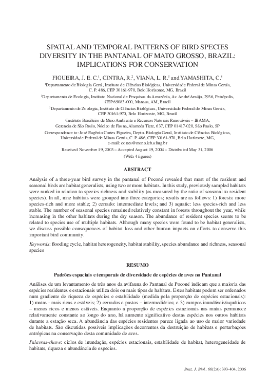 (PDF) Spatial and temporal patterns of bird species diversity in the ...