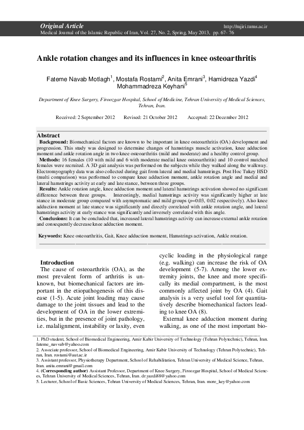 (PDF) Ankle rotation changes and its influences in knee osteoarthritis ...