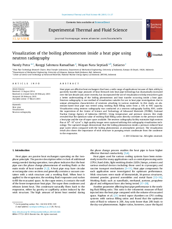 (PDF) Visualization of the Boiling Phenomenon inside a Heat Pipe Using ...