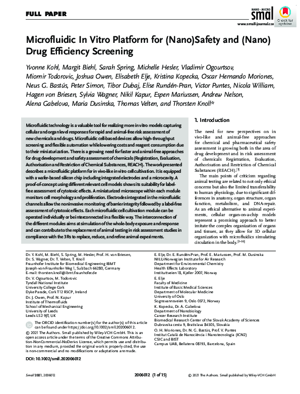 (PDF) Microfluidic In Vitro Platform for (Nano)Safety and (Nano)Drug ...