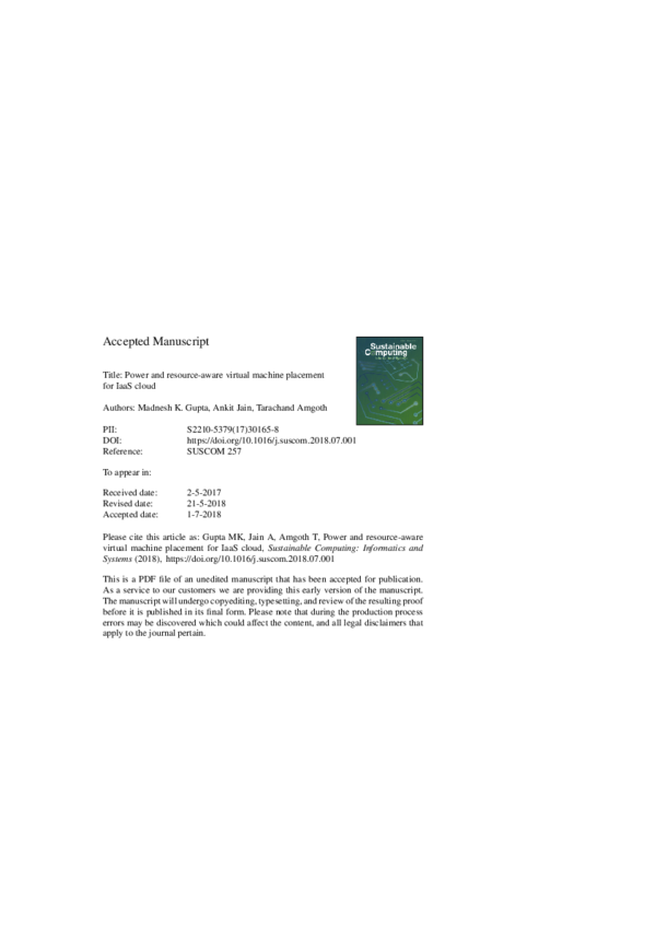 (PDF) Power and resource-aware virtual machine placement for IaaS cloud