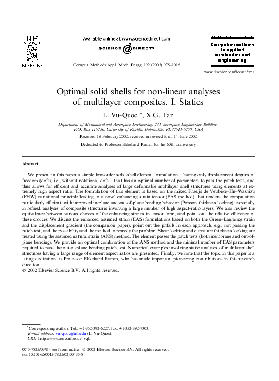 PDF) Optimal solid shells for non-linear analyses of