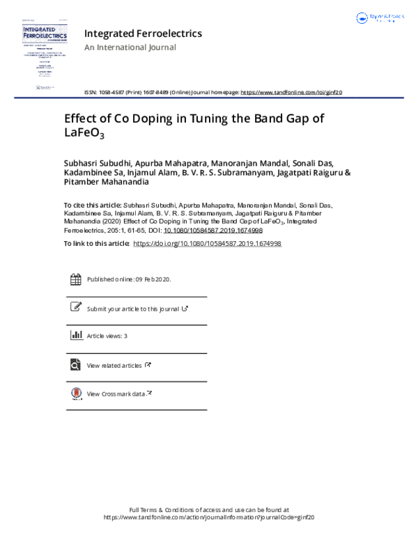 (PDF) Effect of Co Doping in Tuning the Band Gap of LaFeO3