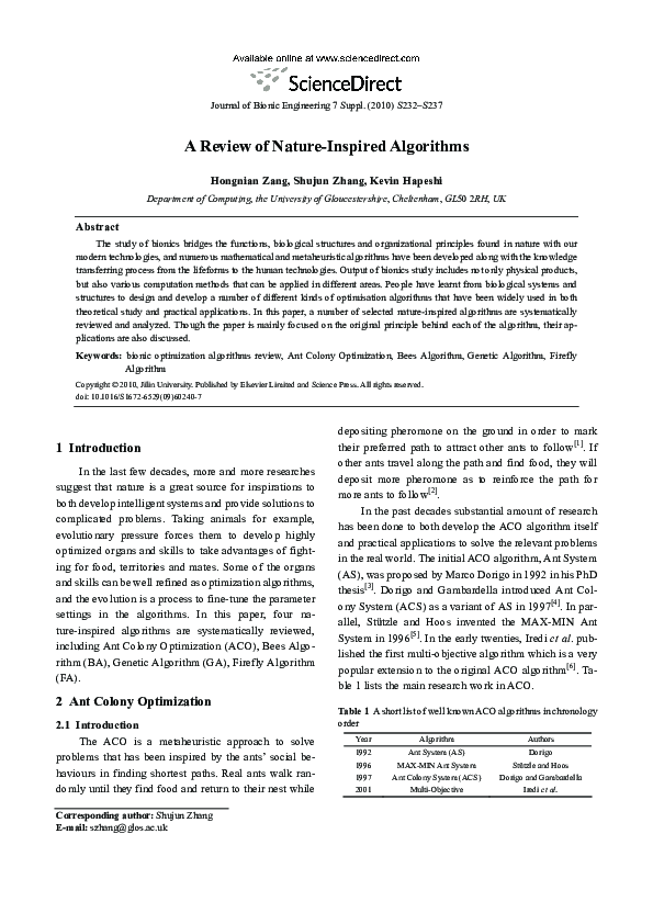 (PDF) A Review of Nature-Inspired Algorithms